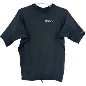O'Neill Mens Black Short Sleeve Rash Guard Swim Shirt L Surf Athletic